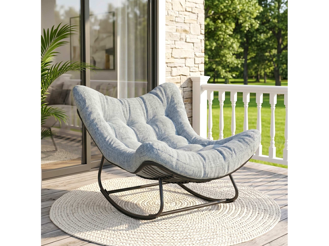 Cadeira De Balanço Para Jardim Formato Ovo, Almofada Acolchoada, 98 X 111 X 74 Cm, Na Cor Cinza