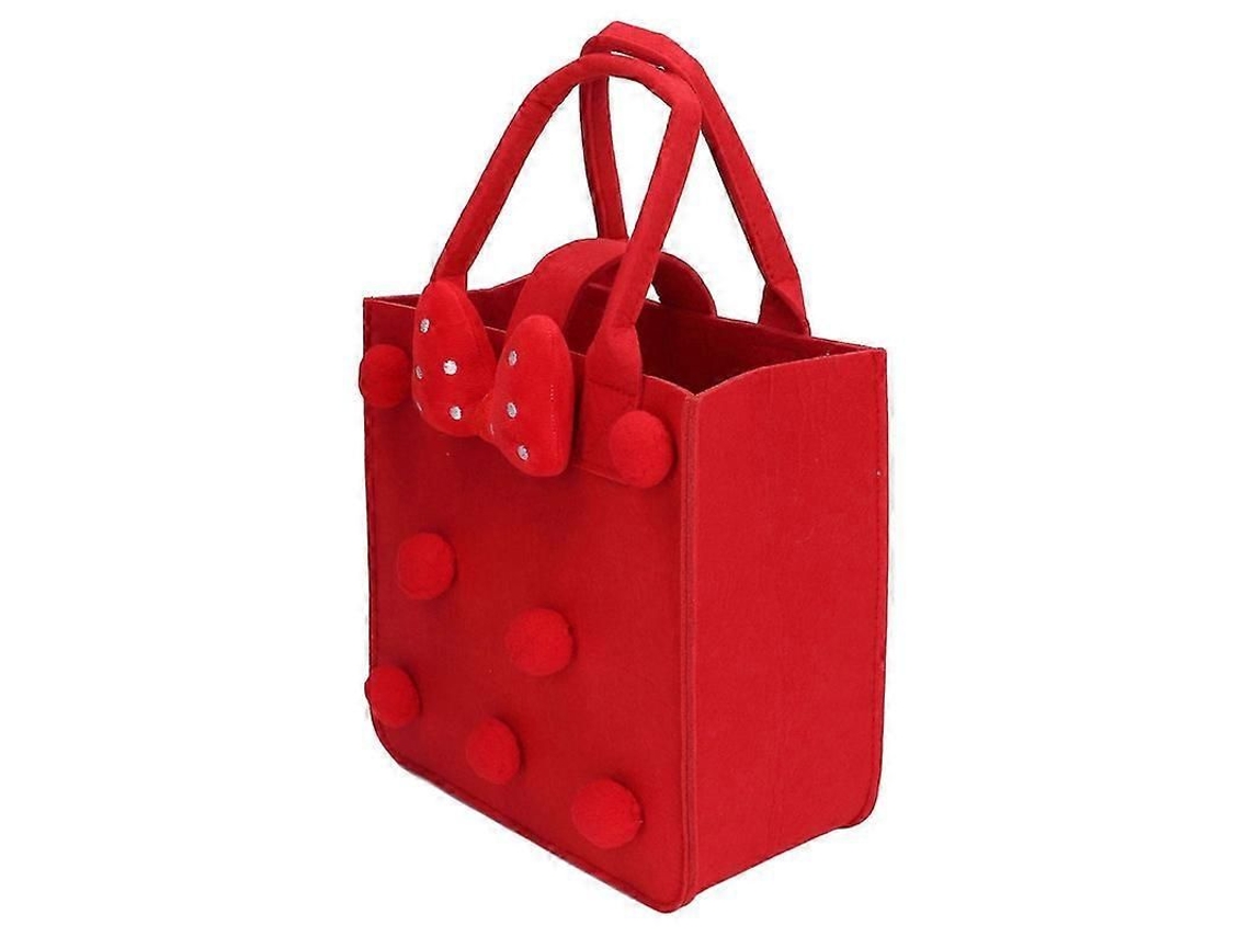 Saco de Presente Feltro Reutilizável Arco Bola Fuzzy Decoração Dobrável Compras Armazenamento para Fes Ta Aniversário Criança GOKOCO