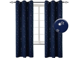 Cortina Blackout Térmica, Para Quarto E Sala, Ilhós, Proteção Uv, Lavável, Conjunto 2 Peças, Azul