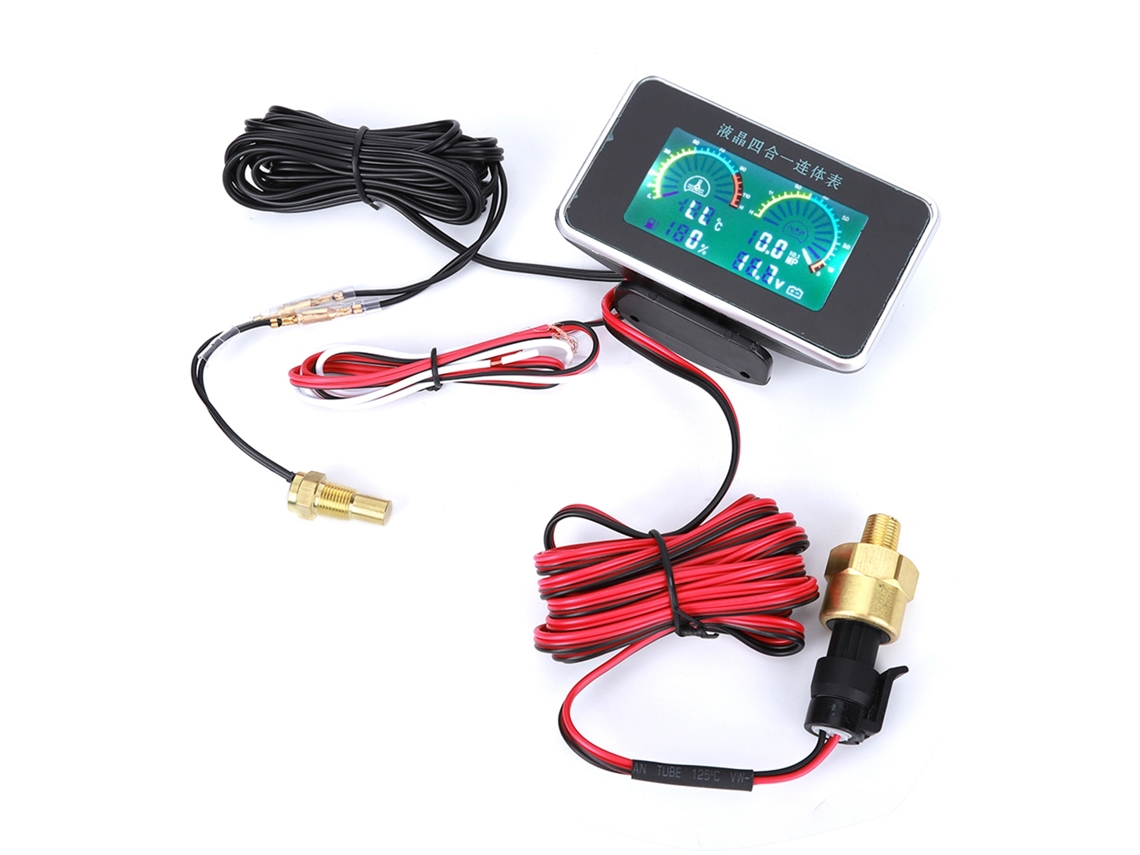 Laxiscreed Display Digital 4-em-1 Para Veículos Com Voltagem E Nível De Combustível