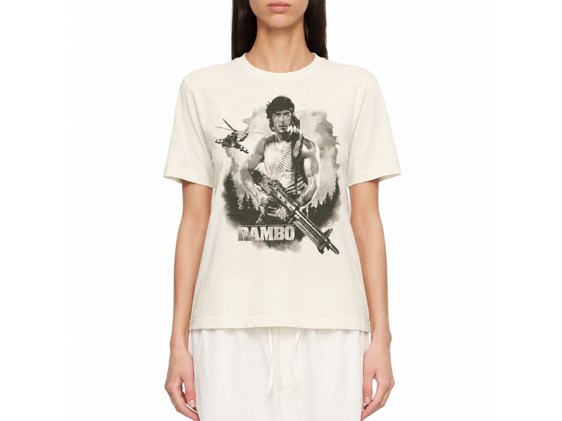 Rockinstone Rambo Movie Watercolor Solid Natural Adult T-shirt Size:s