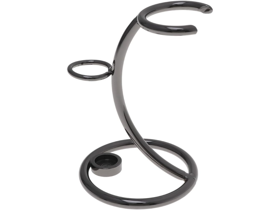Suporte de parede para chapas Barbear em metal marrom com suporte duplo para manuais, armazenamento prático.