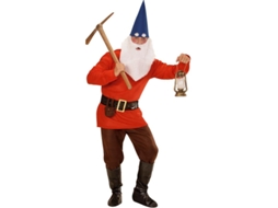 Fantasia masculina de gnomo vermelho com cinto