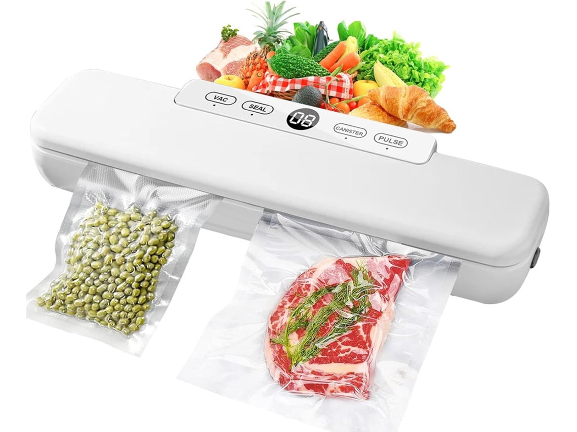 Seladora A Vácuo Para Alimentos, Seladora A Vácuo Para Cozimento Sous Vide, Opção Fácil 4 Em 1, Conserve Alimentos Em Sacos A - Branca