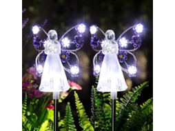 Luminárias Solares de Jardim em Formato de Anjo Conjunto com 2 Unidades de para Exterior AQUAFORGE