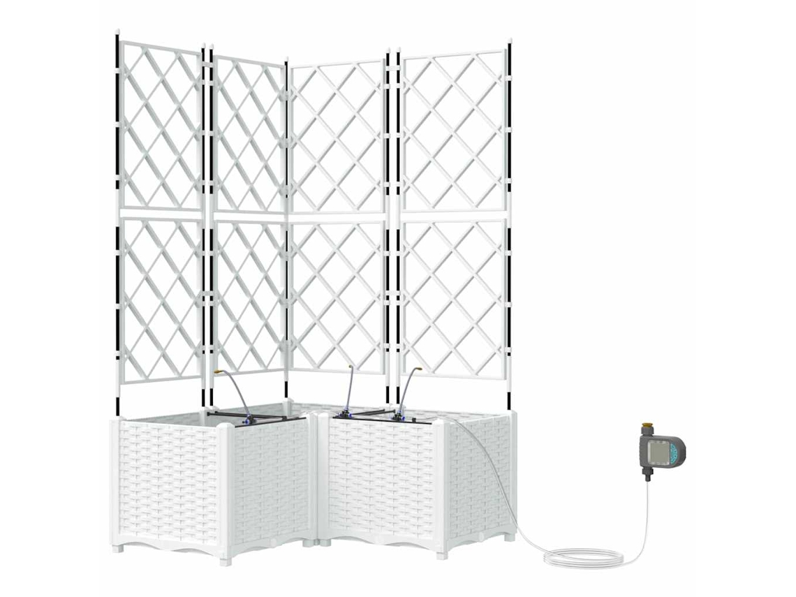 Conjunto 3 Vaso De Jardim Vidaxl Branco Polipropileno (80 X 80 X 142 Cm)