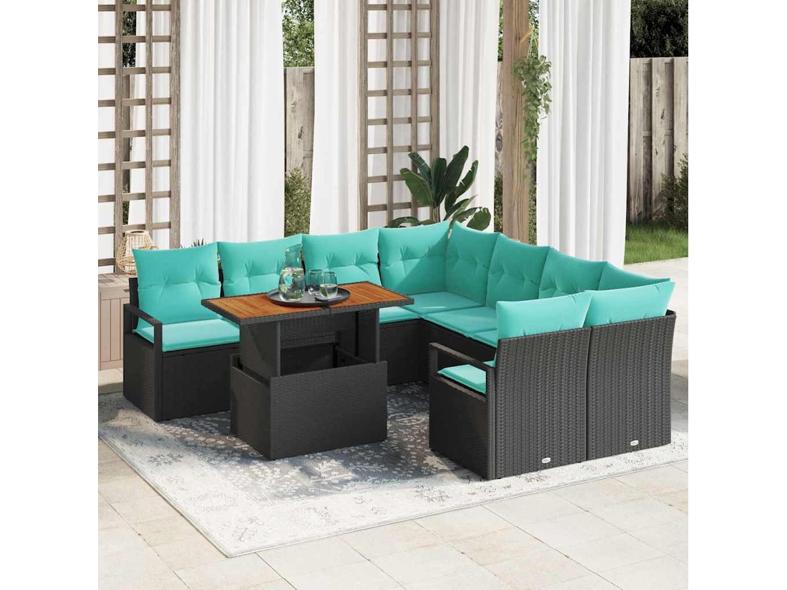 Vidaxl Conjunto De Sofá De Jardim 9 Unid. 8-número De Lugares