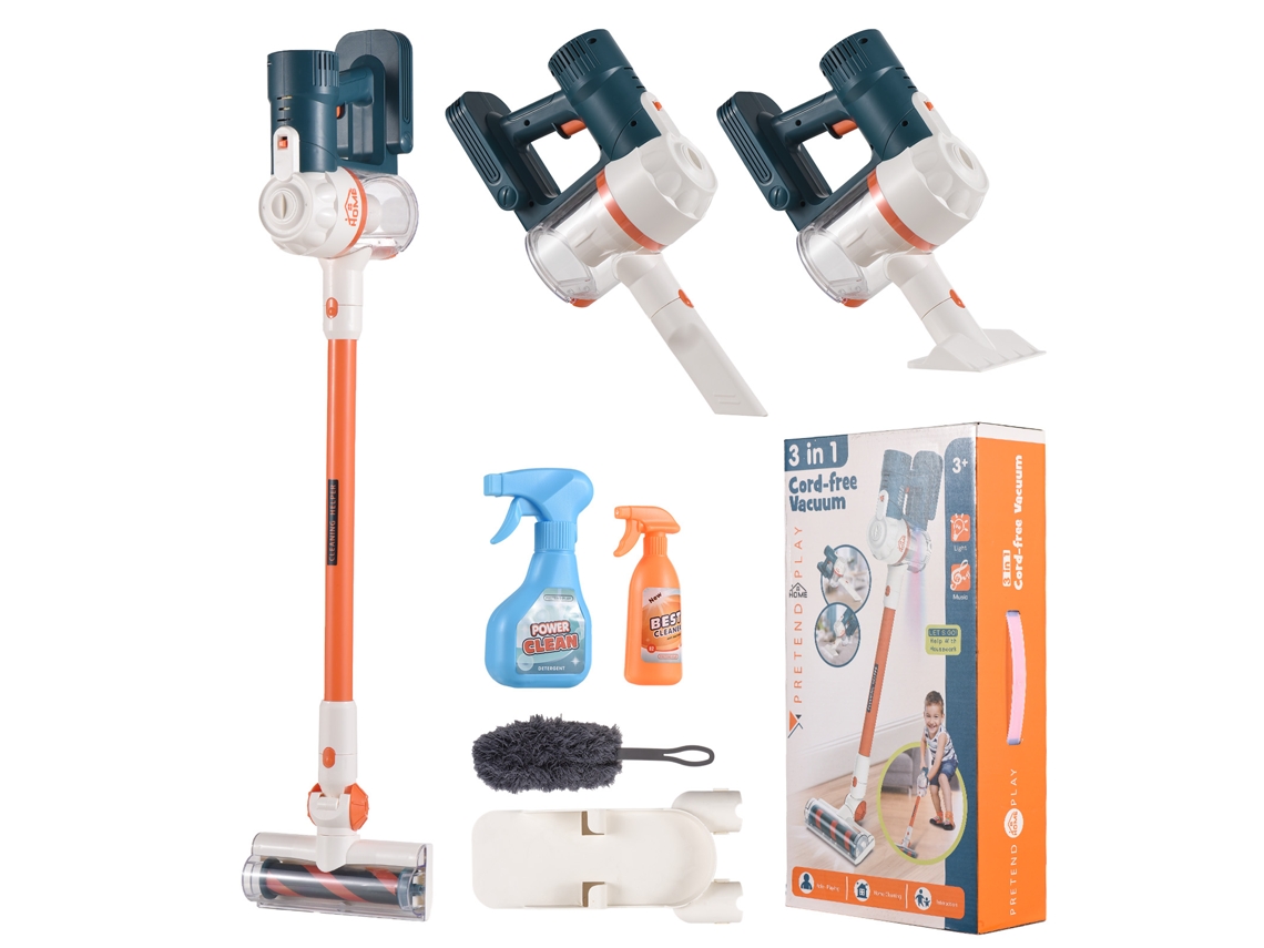 Mali conjunto de Brinquedo de Aspirador de Pó para Crianças com Escova Macia e 2 Adaptadores