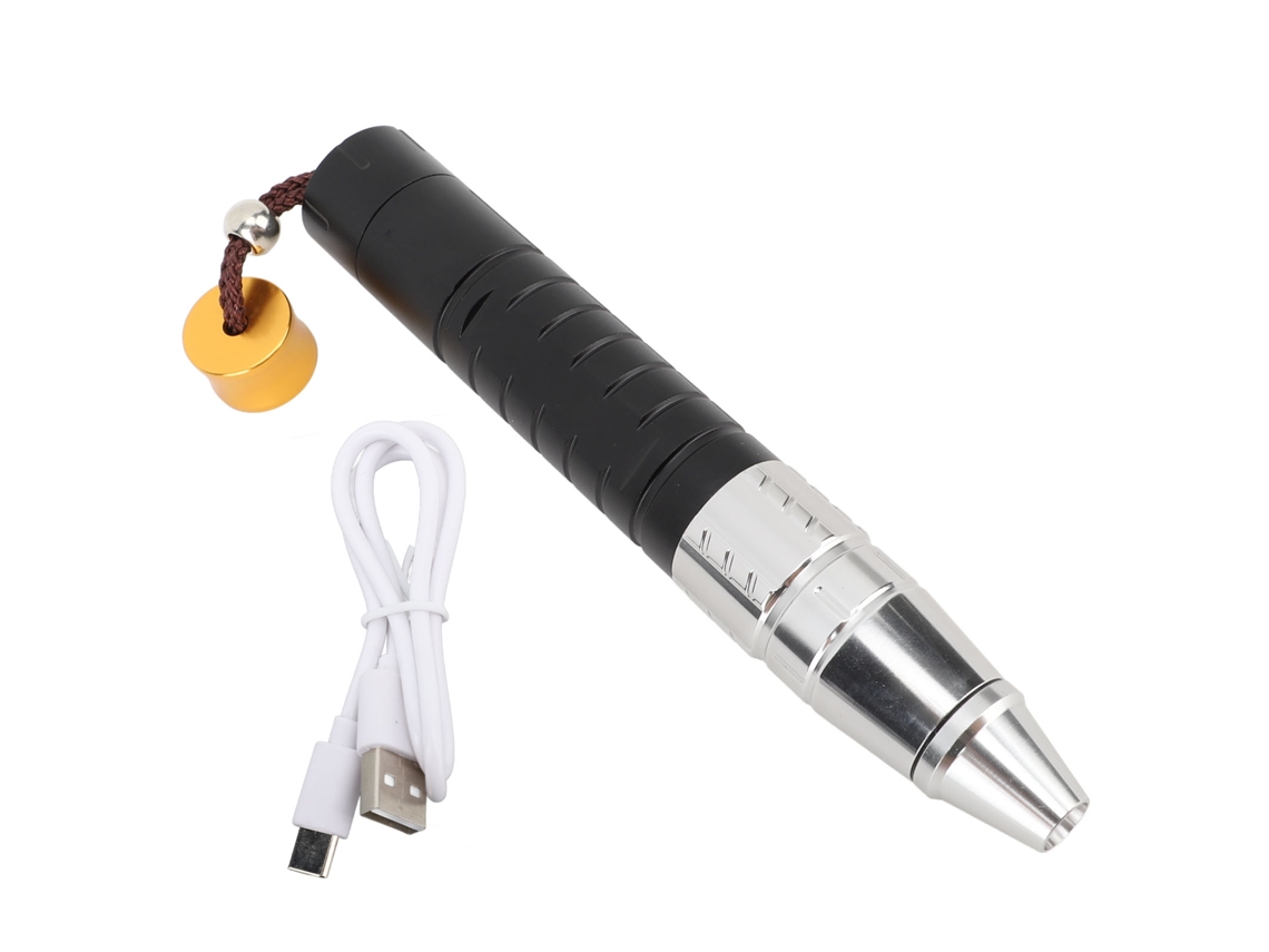 Lanterna LED 3 em 1 para identificação de gemas (2026) com luz UV branca/amarela de 365 nm para joias de jade, com interruptor, cabo traseiro e USB-C.