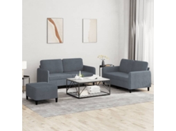 Vidaxl 3 Pcs Conjunto De Sofás Veludo Cinzento-escuro