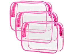 Bolsa de Toiletries, Linjou, 3 Pack, Aprovada por TSA, Tamanho Quarto, Transparente, Viagem