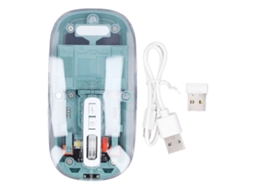 Mouse Bluetooth 2.4ghz 3 Modos Dpi Ajustável Transparente Recarregável Verde S/MARCA