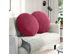 Vidaxl Almofadas De Assento 2 Unid. Veludo Vinho Vermelho Ø 80 X 29 Cm
