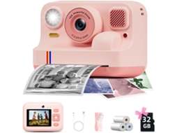 Máquina Fotográfica Infantil 1080p com Impressão,48mp, 32gb Sd, para 3 16 Anos Rosa HEXINYIGJLY