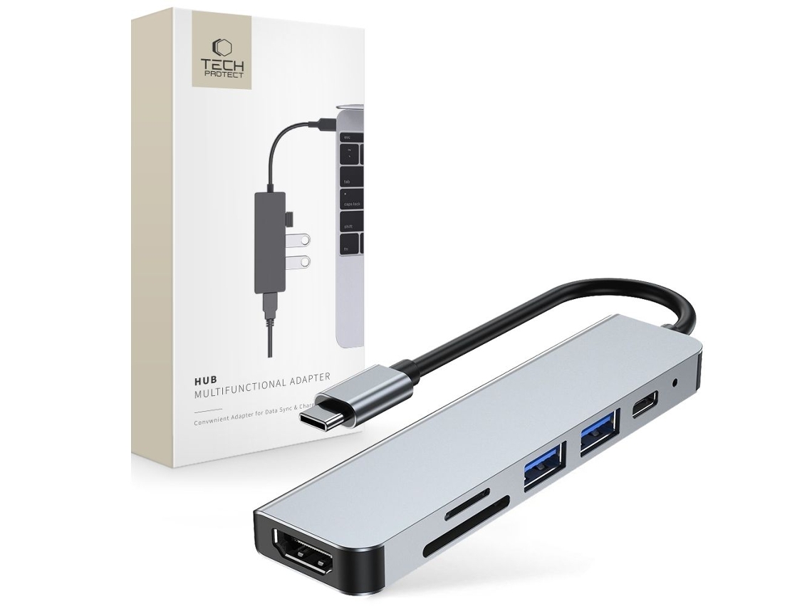 Tech Protect 6 Em 1 Usb C Hub Usb/usb C/mini Portáteis Slowmoose