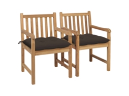 Cadeiras Jardim C/ Almofadas Cinza Acast. 2 Pcs Teca Maciça Dkd Home Decor