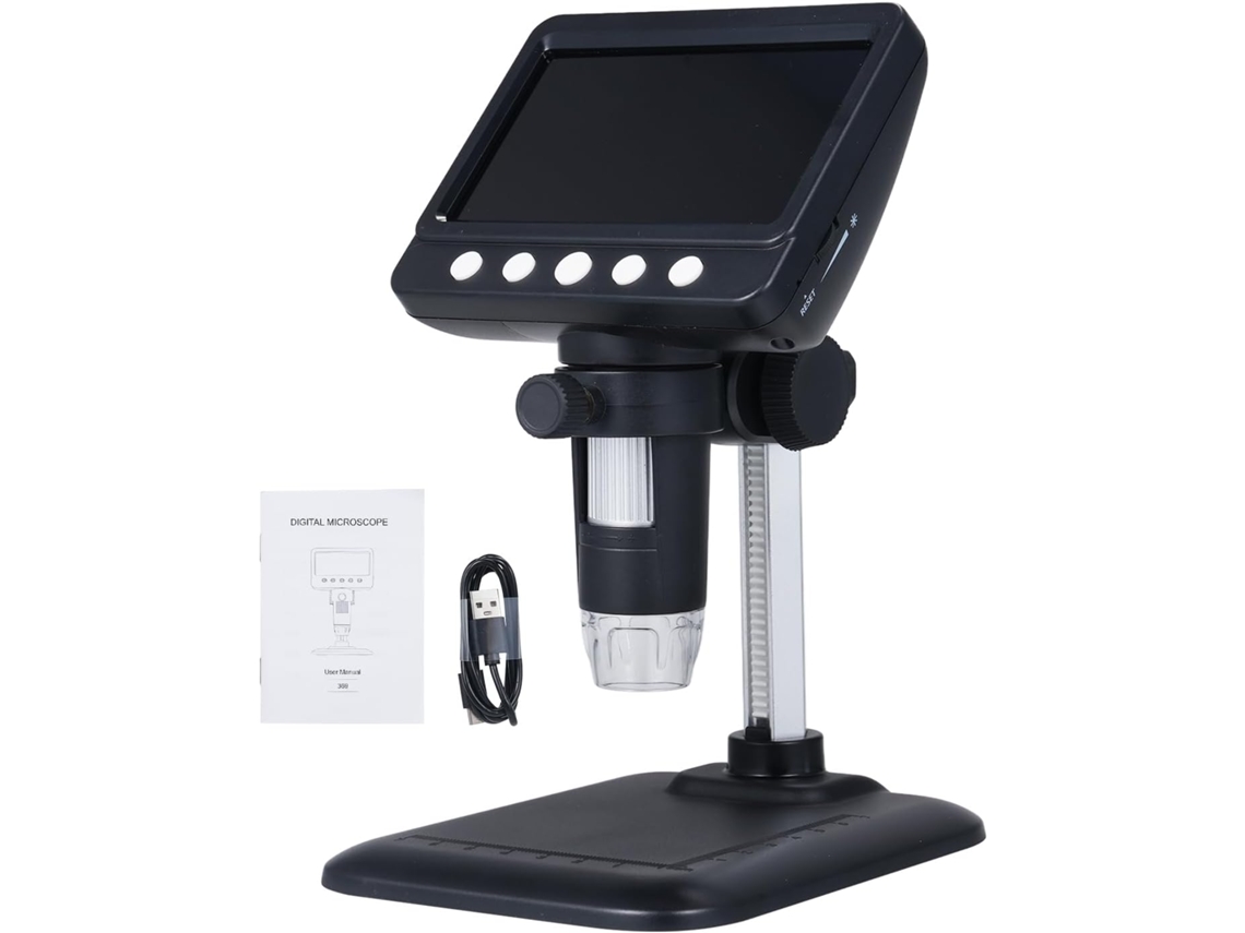 Microscópio Digital Ips De 4,3 Polegadas, Ampliação De 1000x Com 8 Luzes