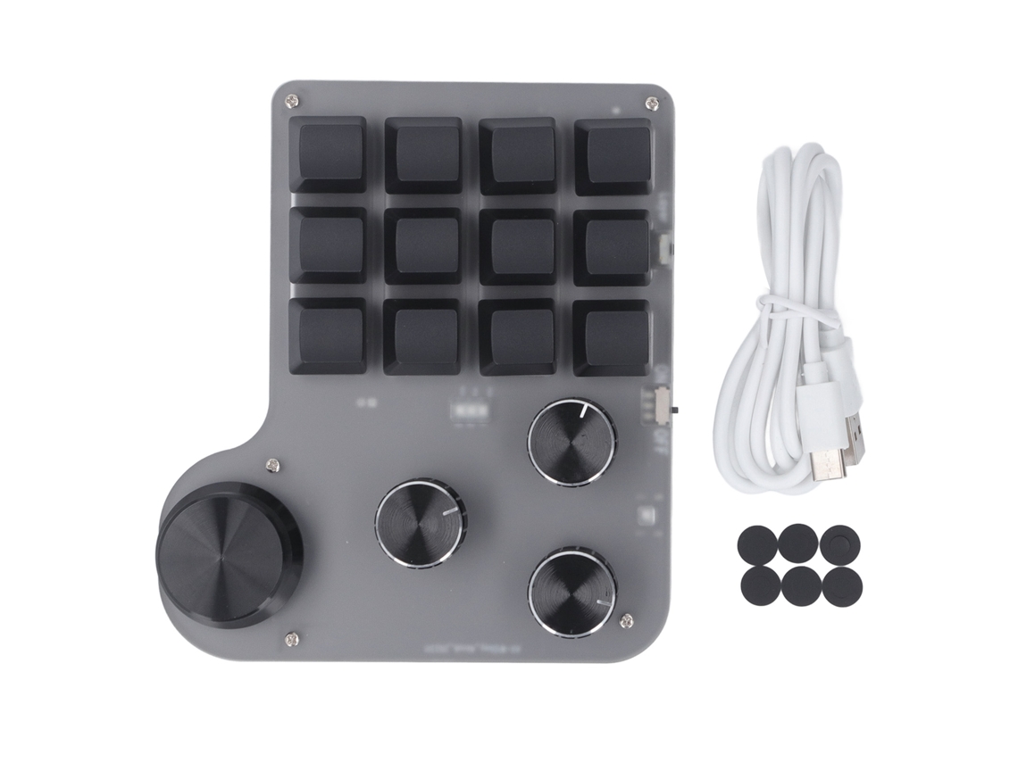 Teclado Mecânico Mini Gaming Macro Programável 12 Teclas 4 Botões Rgb Usb C Bt 2.4g S/MARCA