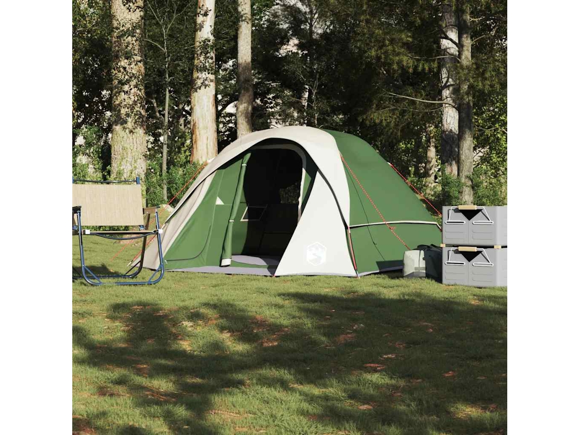 Vidaxl Tenda Familiar Estilo Cabana Para 6 Pessoas Impermeável Verde