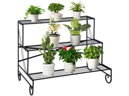 Suporte de Ferro para Plantas com 3 Níveis Preto S/MARCA