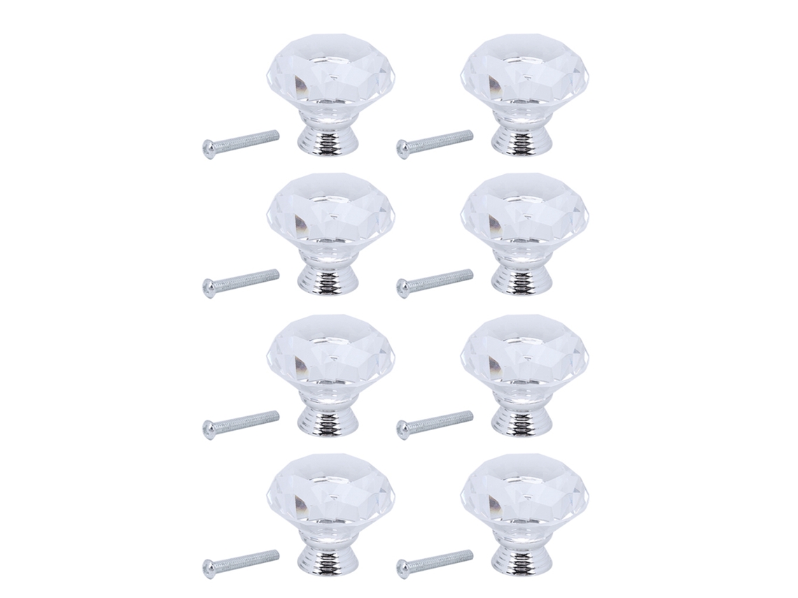 Conjunto De 8 Puxadores De Cristal Transparente Laxiscreed De 40mm Para Móveis