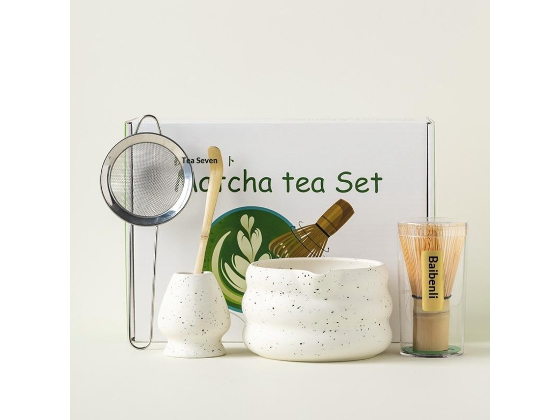 Conjunto De Batedor De Matcha De Bambu Com Suporte Para Batedor, Estilo Tradicional, Branco