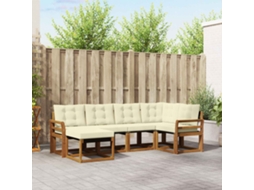 Vidaxl Conjunto De Sofás Para Exterior 6 Pcs Natural E Creme