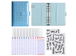 A6 Pu Leather Macaron Laser Refillable Notebook Budget Cash Planner, Standard Gift Set Love Blue, 12-budget Cards +