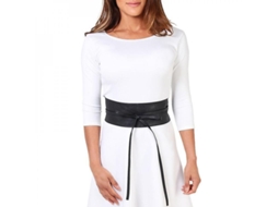 2026zentro-cinto Largo De Couro Falso Para Mulher Com Nó Corset Cinch Para Vestidos E Saia Negro