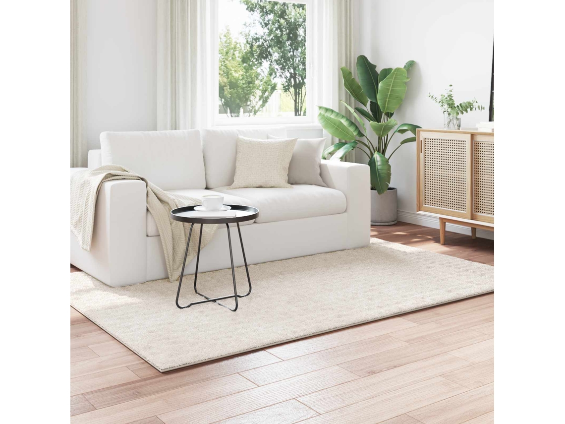 Vidaxl Tapetes De Área Retangular Sirolo Creme 200 X 140 Cm Poliéster