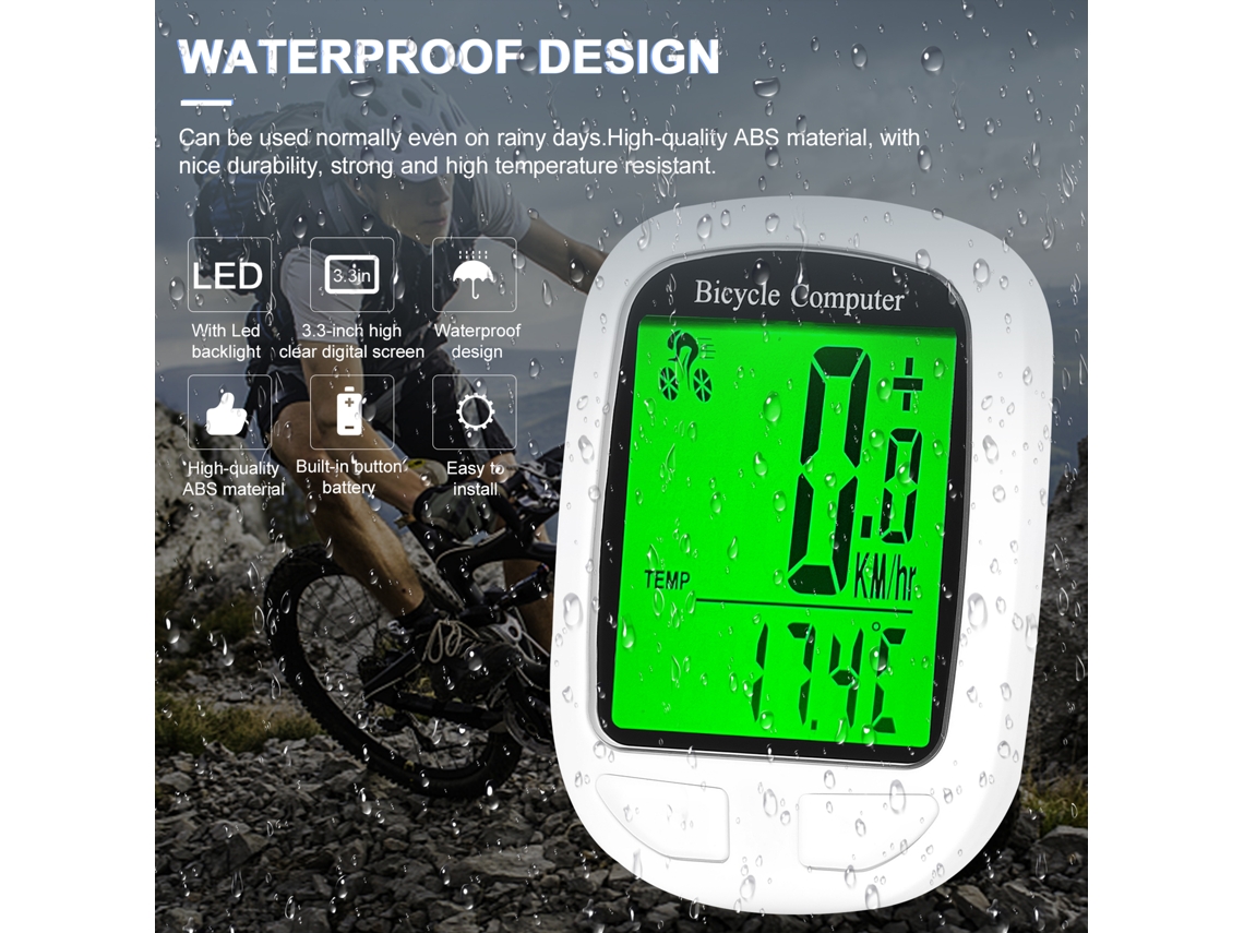 Computador De Bicicleta Sem Fio Velocímetro Odometro Multifuncional Com Luz De Fundo À Prova De Água Auto Acordar