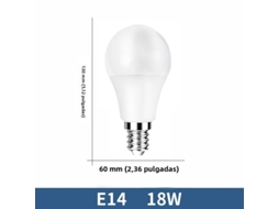 (branco Frio, 18w, Base De Rosca E14) 6 Lâmpadas Led, Altamente Eficientes E Econômicas, Com Vida Útil De Até 50.000 Horas.