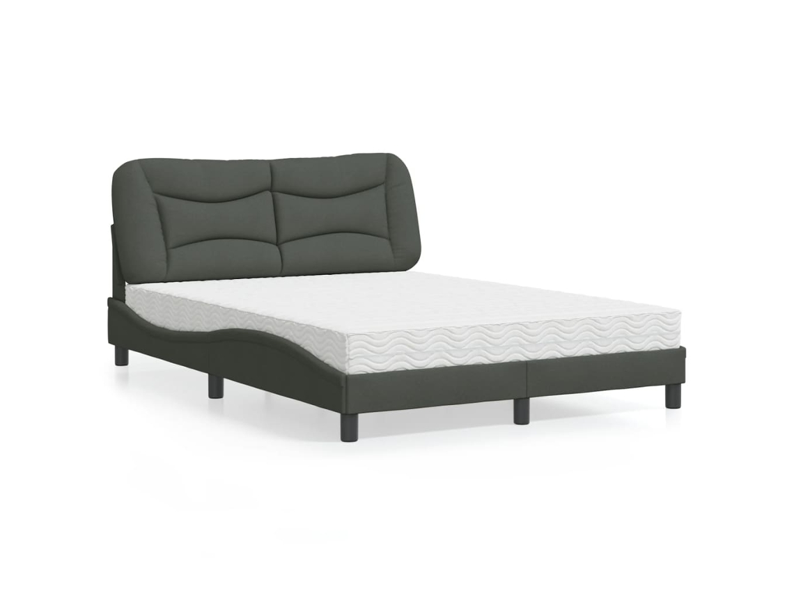 Vidaxl Cama Com Colchão Hvar 120x200 Cm Tecido Cinzento-escuro