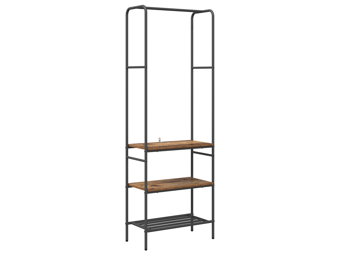 Conjunto 1 Organizador De Roupas Vidaxl Castanho Metal (60 X 30 X 171 Cm)