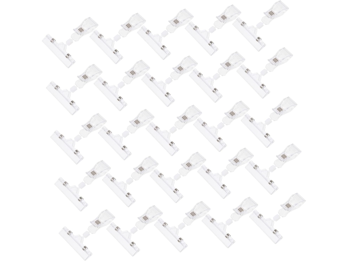 Conjunto de 25 clipes de plástico Sinalization, base Ps Fixa, suporte giratório transparente Duplo para exibição.