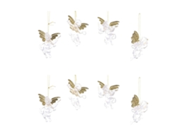 Conjunto de 8 adornos de Natal com anjos transparentes para decoração festiva LAXISCREED