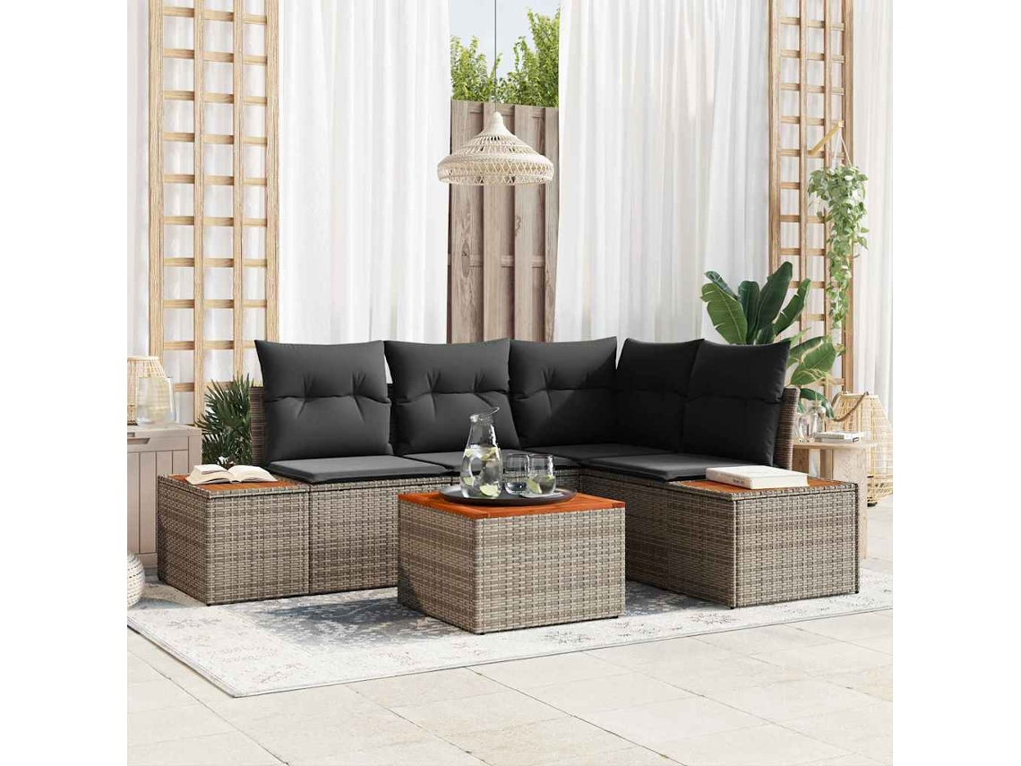 Vidaxl Conjunto De Sofá De Jardim 4 Unid. 4-número De Lugares Cinzeto