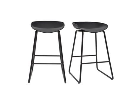 Bancos de bar modernos pretos com pernas de metal 65 cm lote de 2 seixos MILIBOO