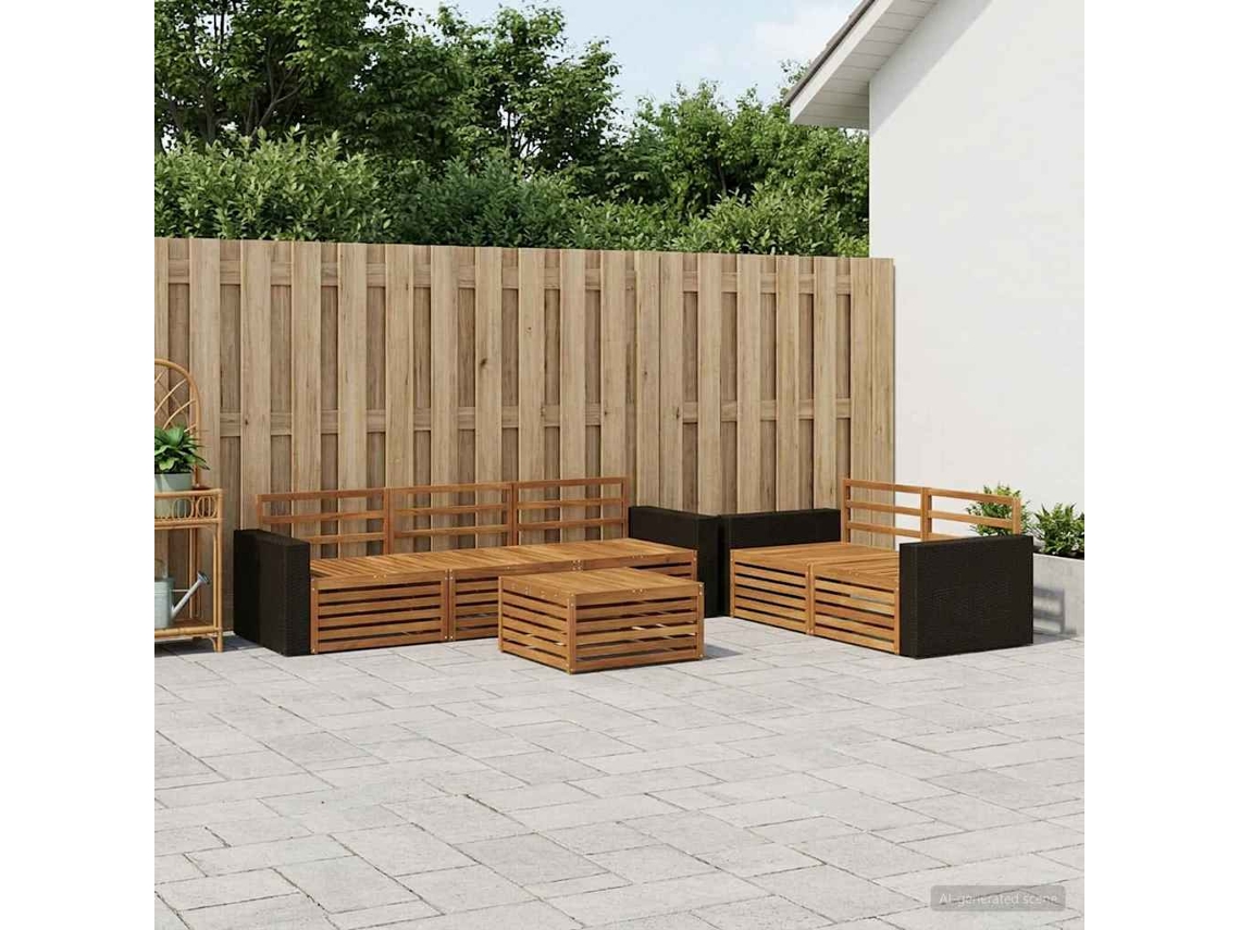 Vidaxl Conjunto De Sofás Para Exterior 6 Pcs Natural