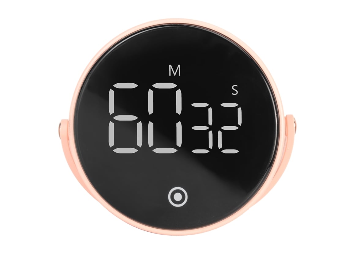 Timer Digital De Cozinha 3in Led Rotativo Magnético De Baixo Ruído Com Botões De Silicone Rosa