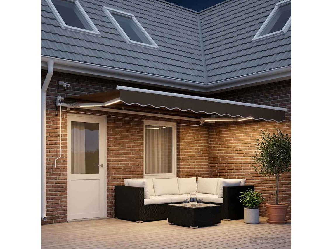 Vidaxl Toldo Retrátil Cinzento-acastanhado 450 × 350 Cm Poliéster