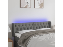 Cabeceira Cama C/ Luzes Led Tecido 163x16x78/88cm Cinza-escuro