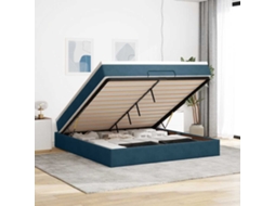 Vidaxl Estrutura De Cama Otomana Com Colchão 160x200 Cm Azul Escuro