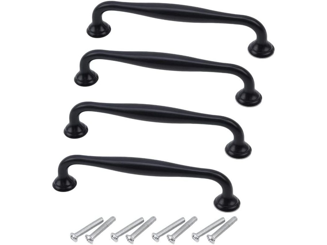 Mangas de Mueble Linjou 4 Piezas Manijas de Armario Negro para Cocina Baño Robador