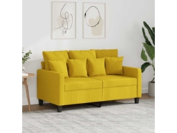 Vidaxl Sofá De 2 Lugares 120 Cm Tecido Amarelo-claro