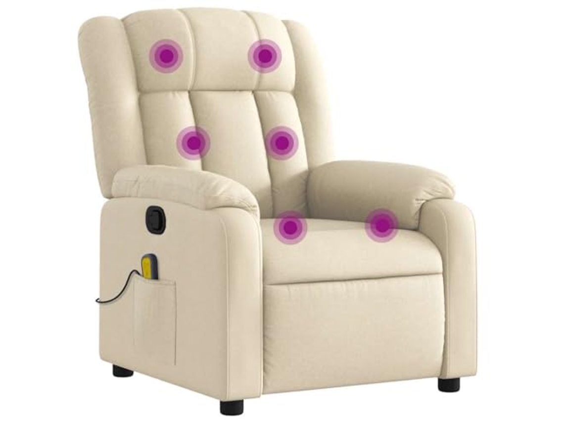 Massage Recliner Chair, Massage Recliner Chairs Vidaxl Creme Tecido