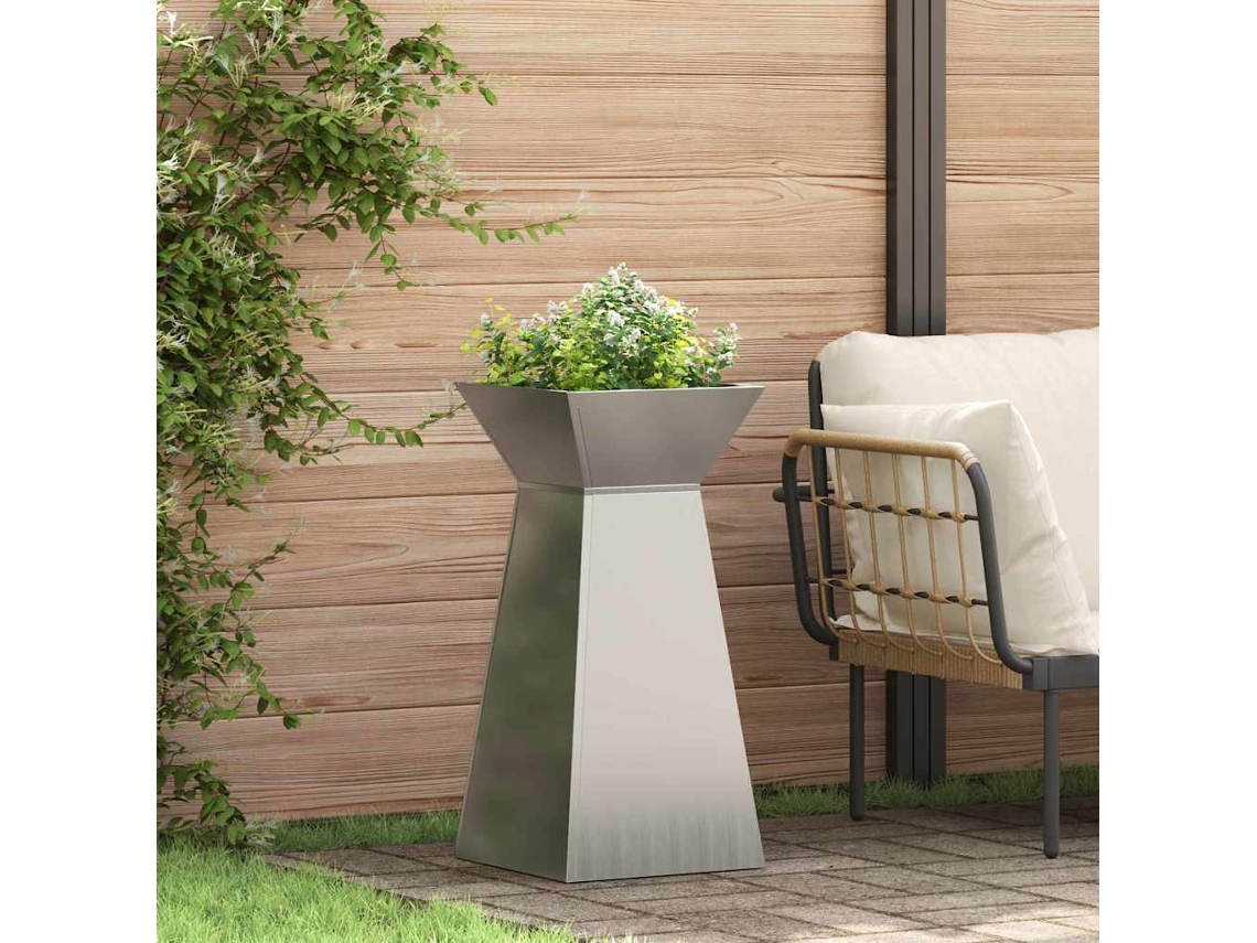 Vidaxl Vaso De Pilar 2 Unid. Prateado 35 X 35 X 73 Cm Aço Galvanizado