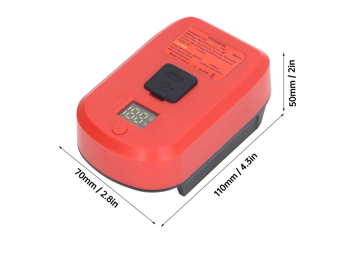 Laxiscreed Carregador De Bateria 18v Com Display De Energia E Saída Usb-c