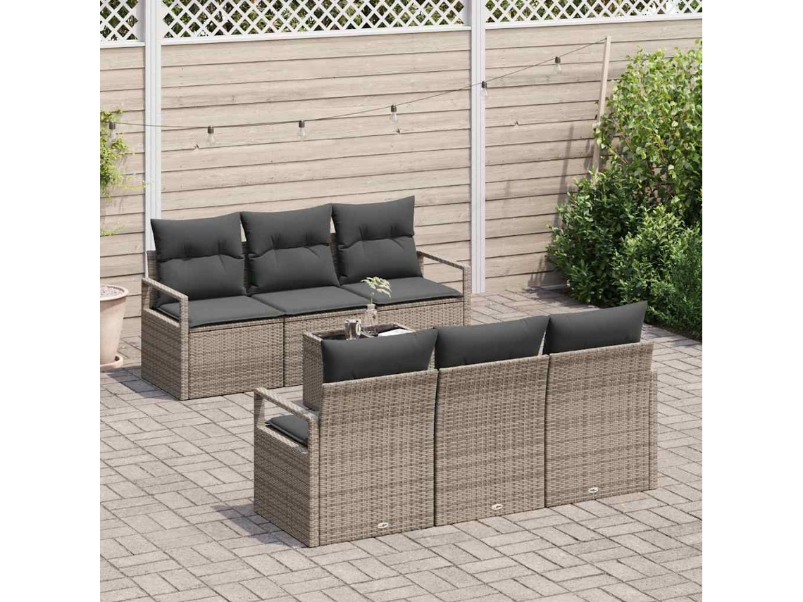Vidaxl Conjunto De Sofás 7 Unid. 6-número De Lugares Cinzeto Vime Pe