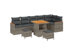 Conjunto 9 Móveis De Jardim Vidaxl Cinzento Vime Pe (80 X 80 X 71 Cm)